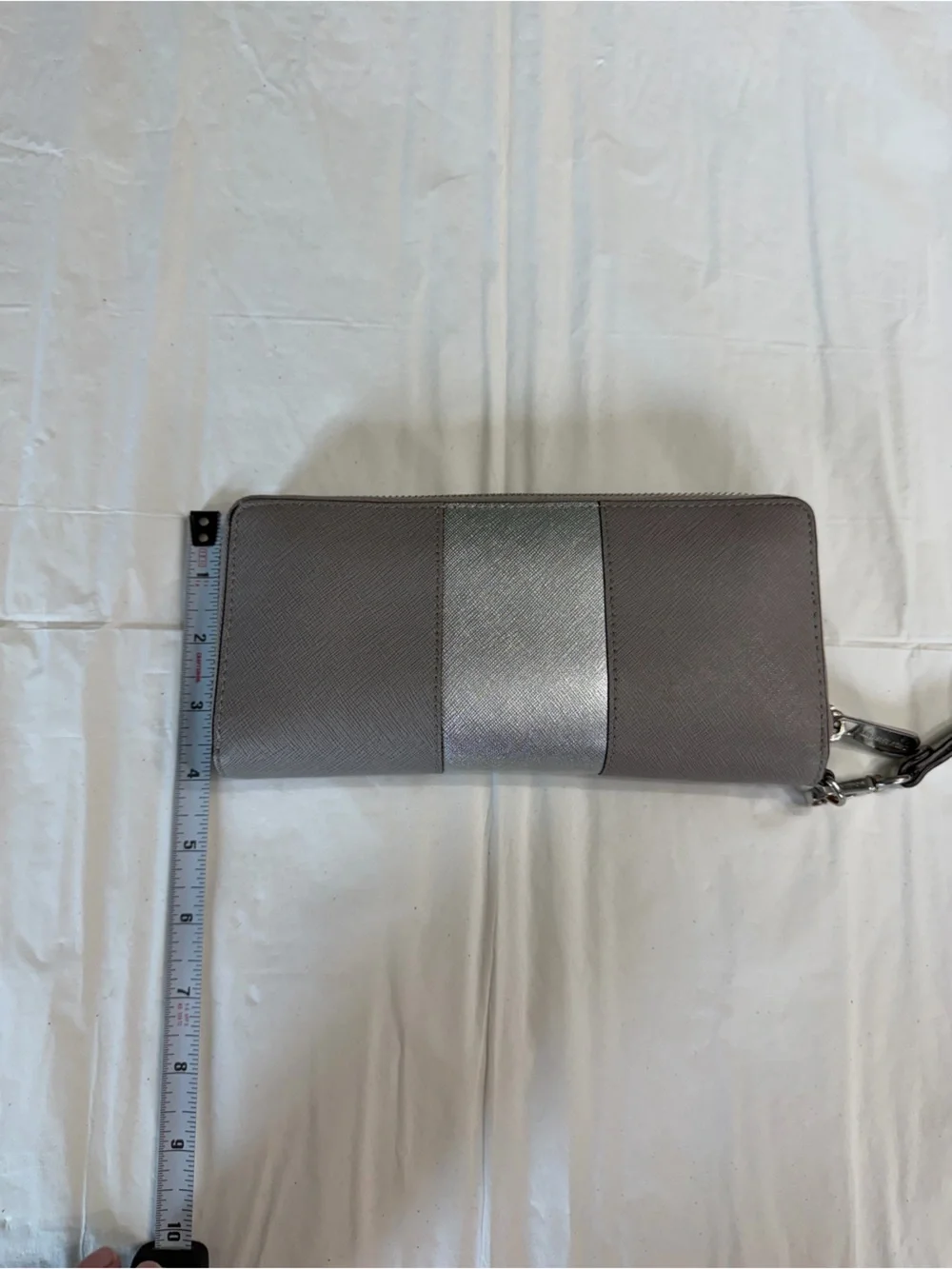 Michael Kors Grey Wallet with Silver Stripe Wristlet